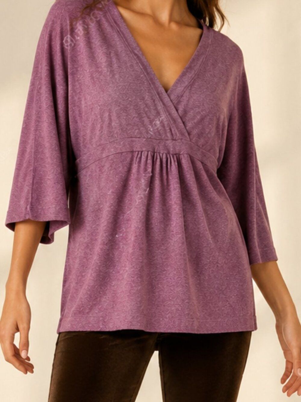 Boden Berry Purple Cashmere Blend Empire Waist V-Neck Tunic Top Size 8
